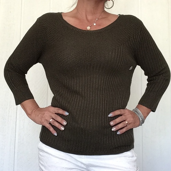 NEW YORK & COMPANY GREEN METALLIC SIDE ZIP SWEATER MEDIUM NWT - Picture 3 of 14